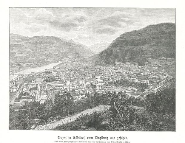 Bozen in Sudtirol, vom Dirgelberg aus gesehen
