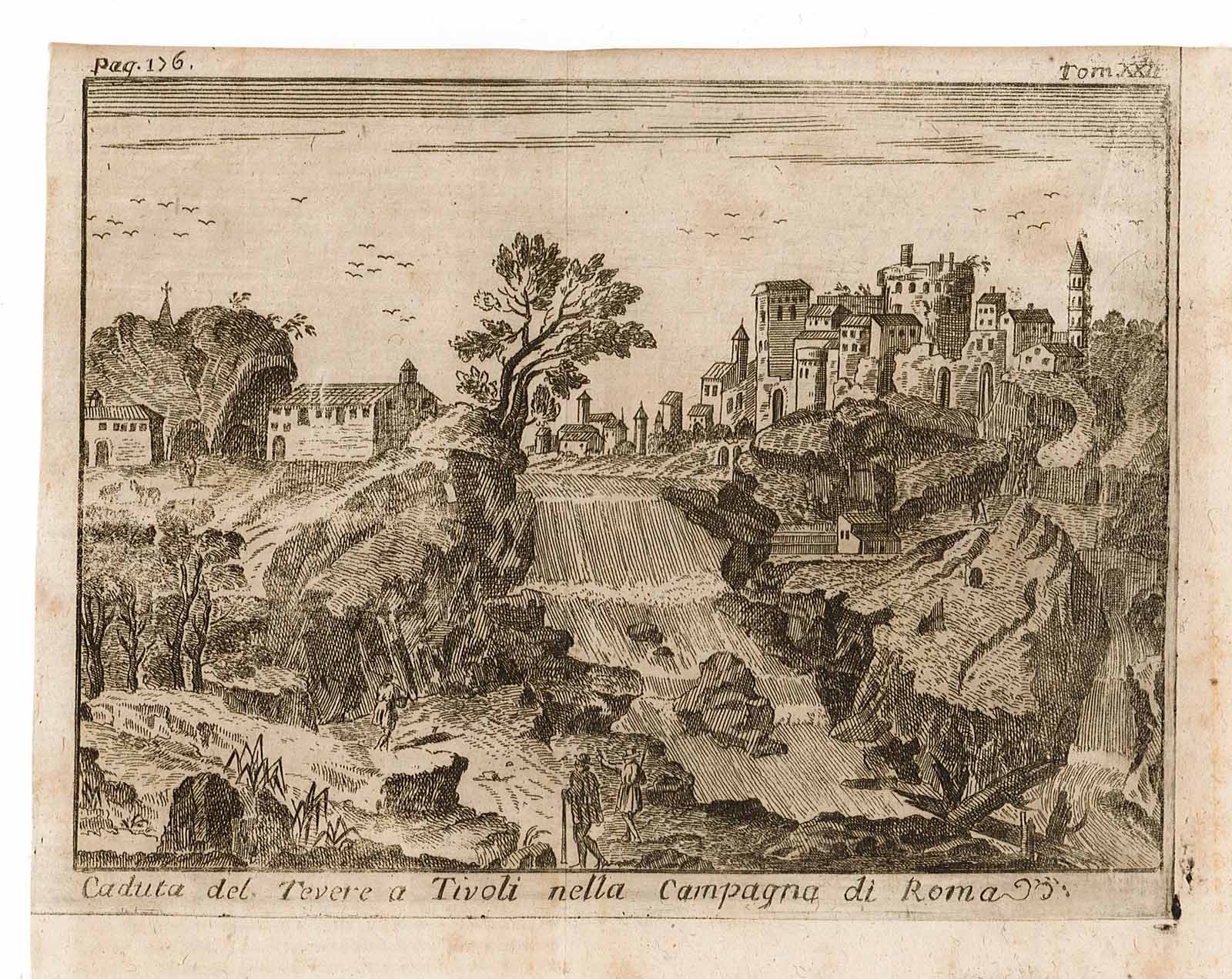 Caduta del Tevere a Tivoli nella Campagna di Roma.