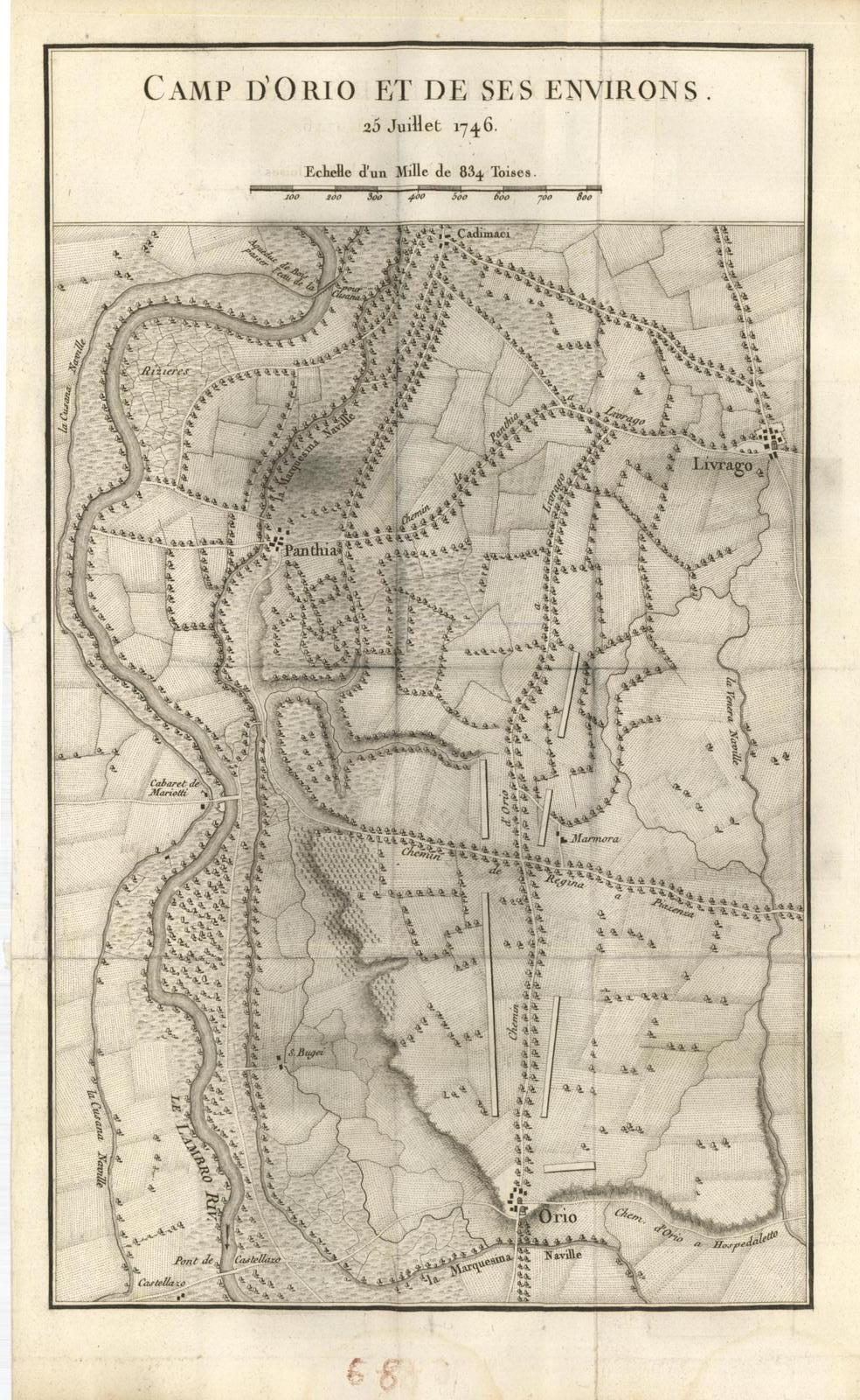 Camp d'Orio et des ses environs 25 Juillet 1746