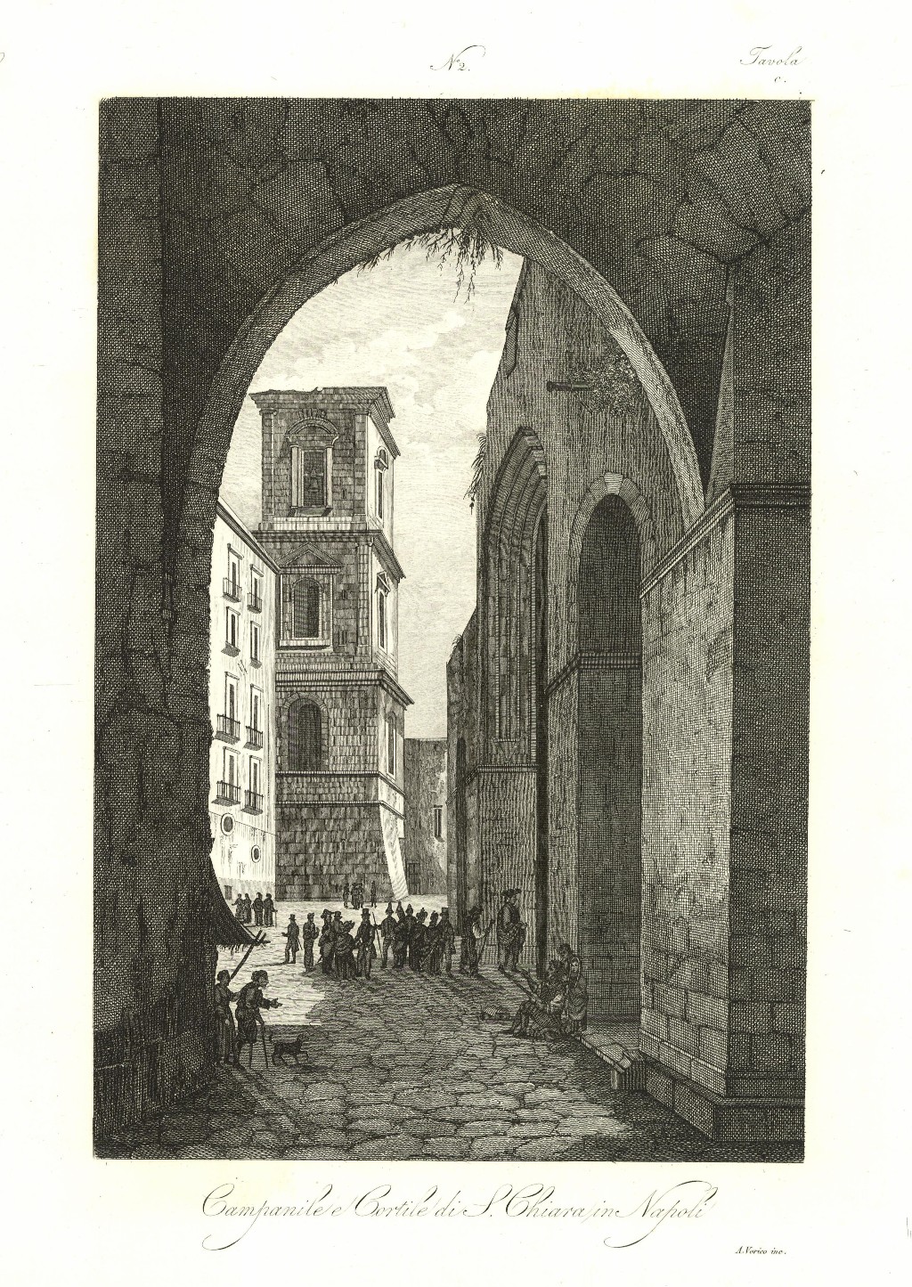 Campanile e Cortile di S. Chiara in Napoli