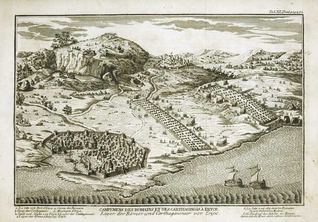 Campemens des romains et des carthaginois a Eryce
