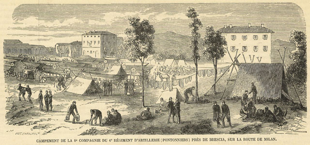 Campement de la 8e compagnie du 6e régiment d'artillerie (pontonniers) …