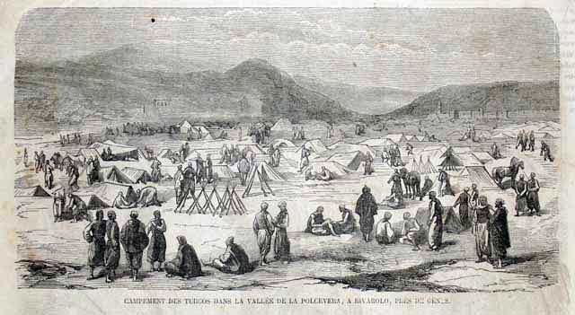 Campement des turcos dans la vallée de la Polcevera,a Rivarolo, …