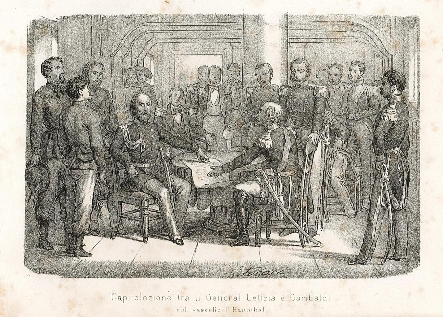 Capitolazione tra il General Letizia e Garibaldi sul vascello lì …