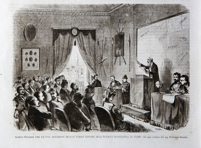 Carlo Piaggia che fa una relazione de’ suoi viaggi dinanzi …