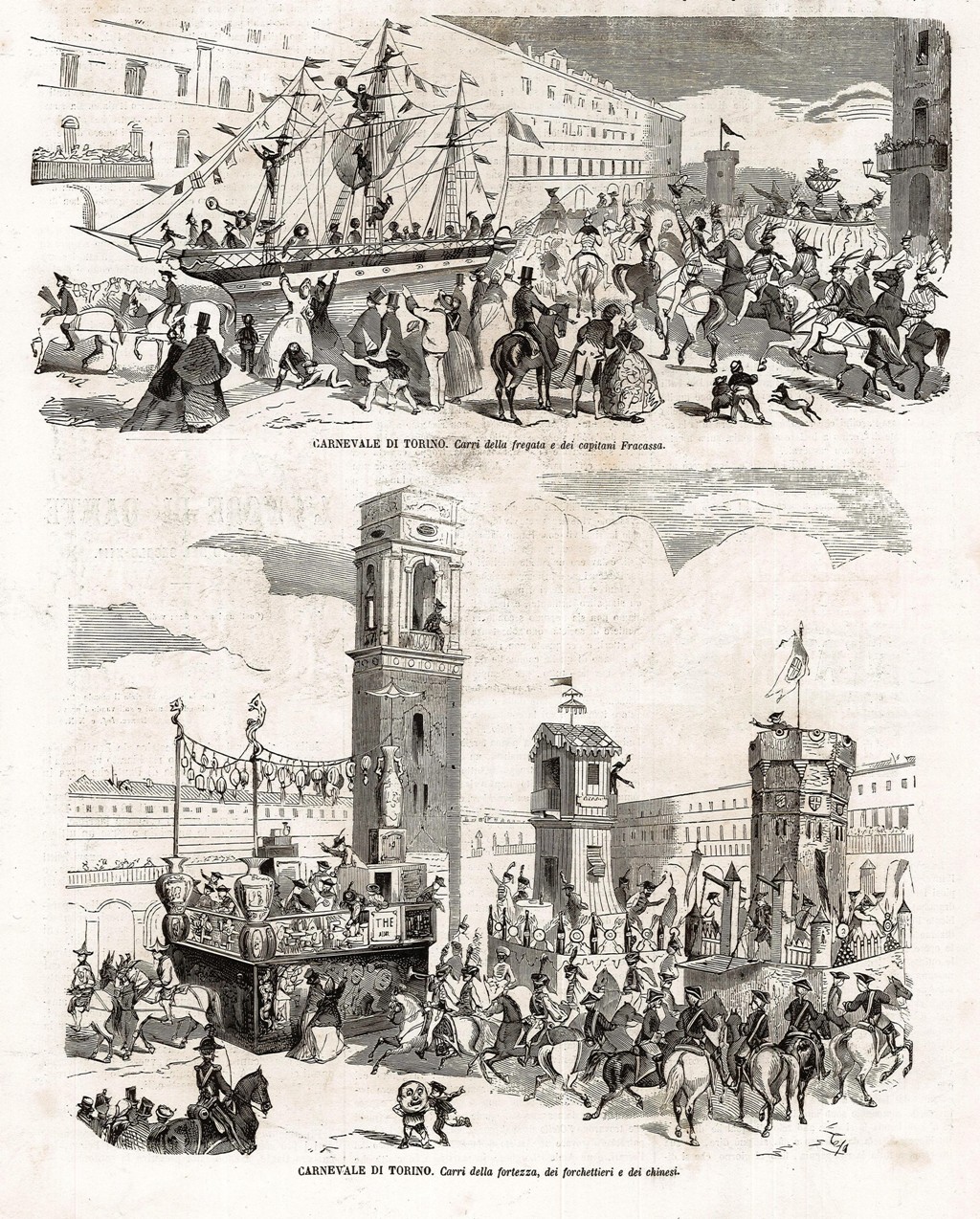 Carnevale di Torino. Carri della fregata e dei capitani Fracassa/ …