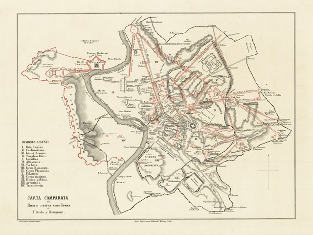 Carta Comparata / di / Roma Antica e Moderna