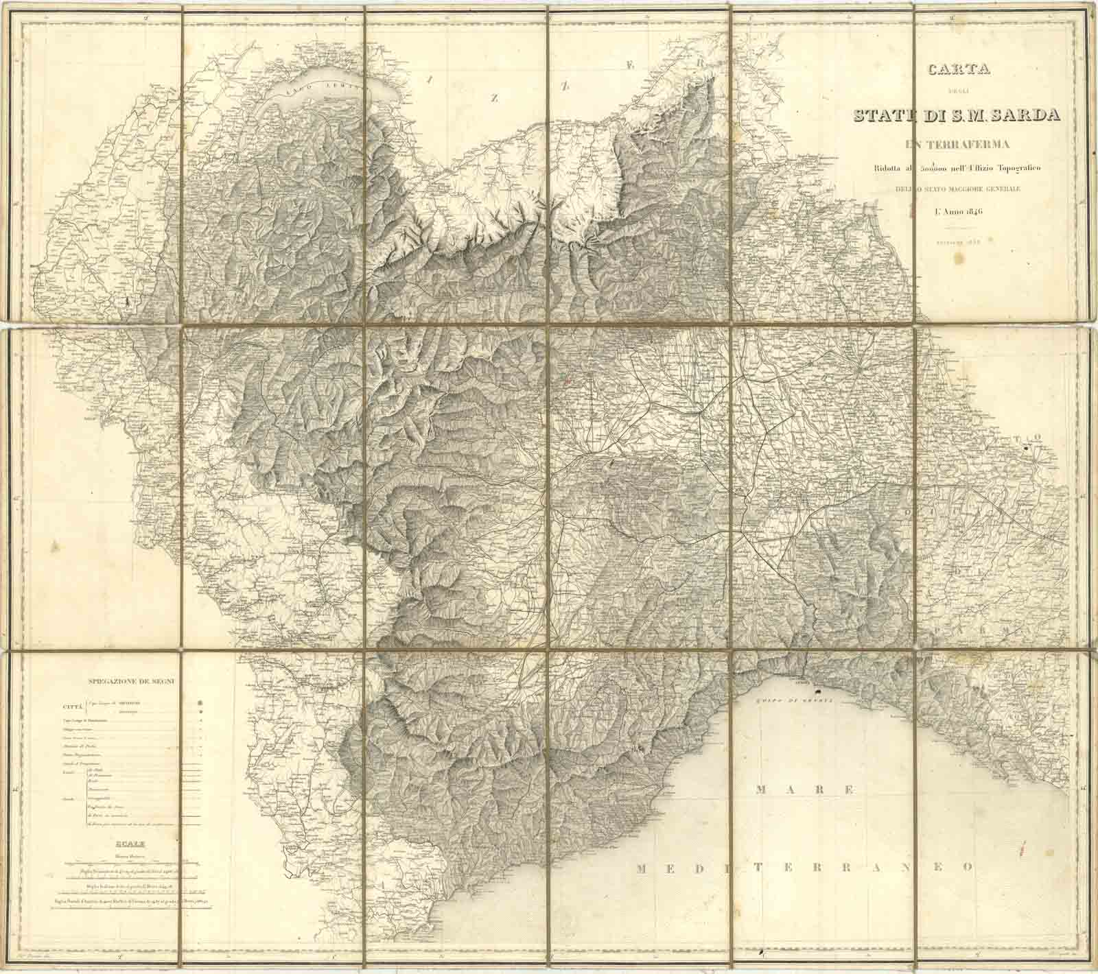 CARTA DEGLI STATI DI S.M. SARDA IN TERRAFERMA