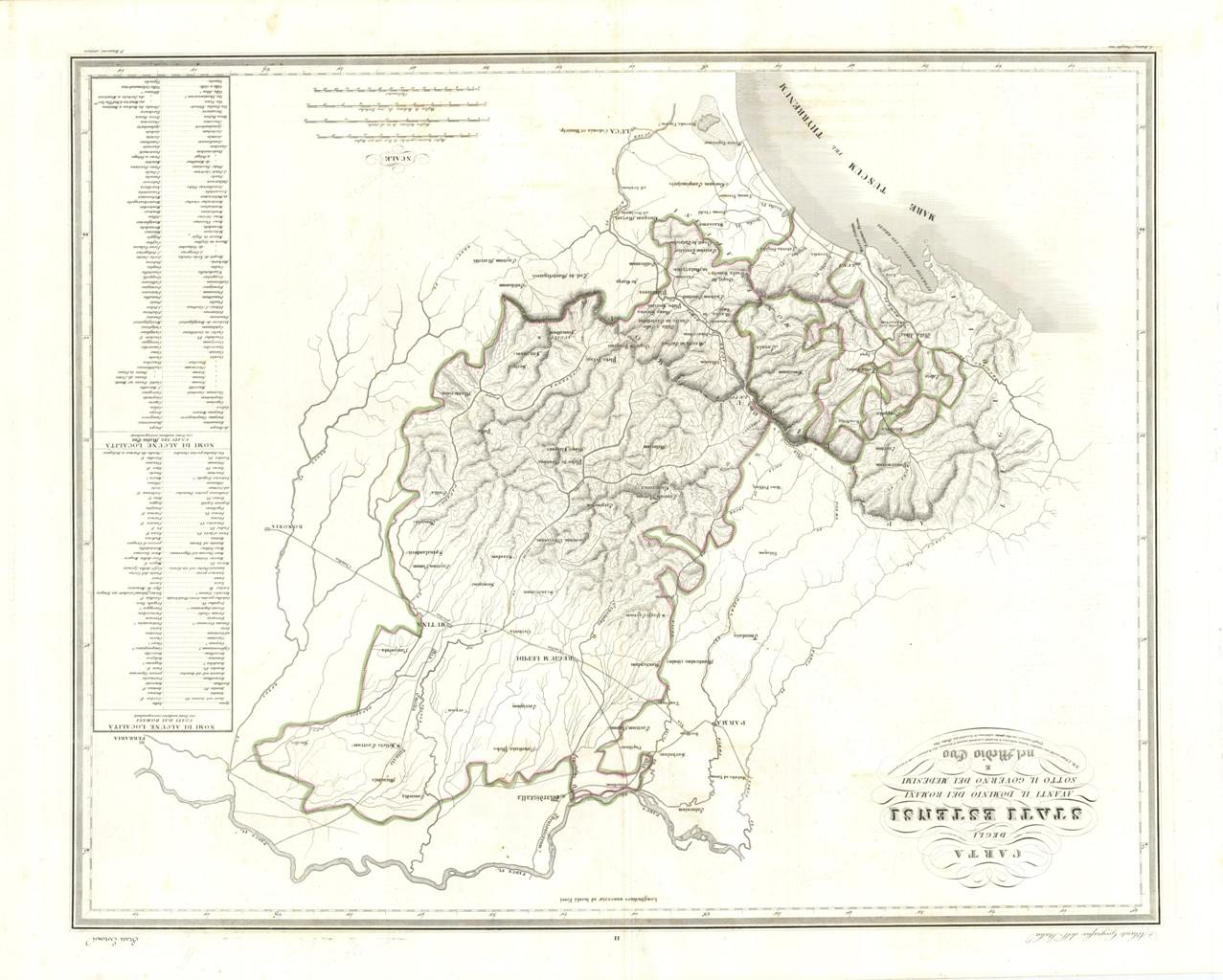 Carta degli Stati Estensi avanti il Dominio dei Romani.