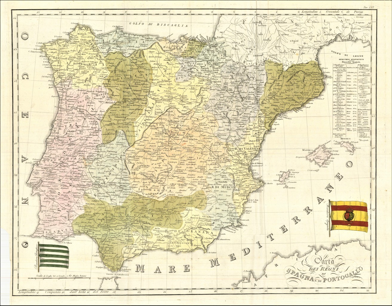 Carta dei Regni di Spagna e di Portogallo