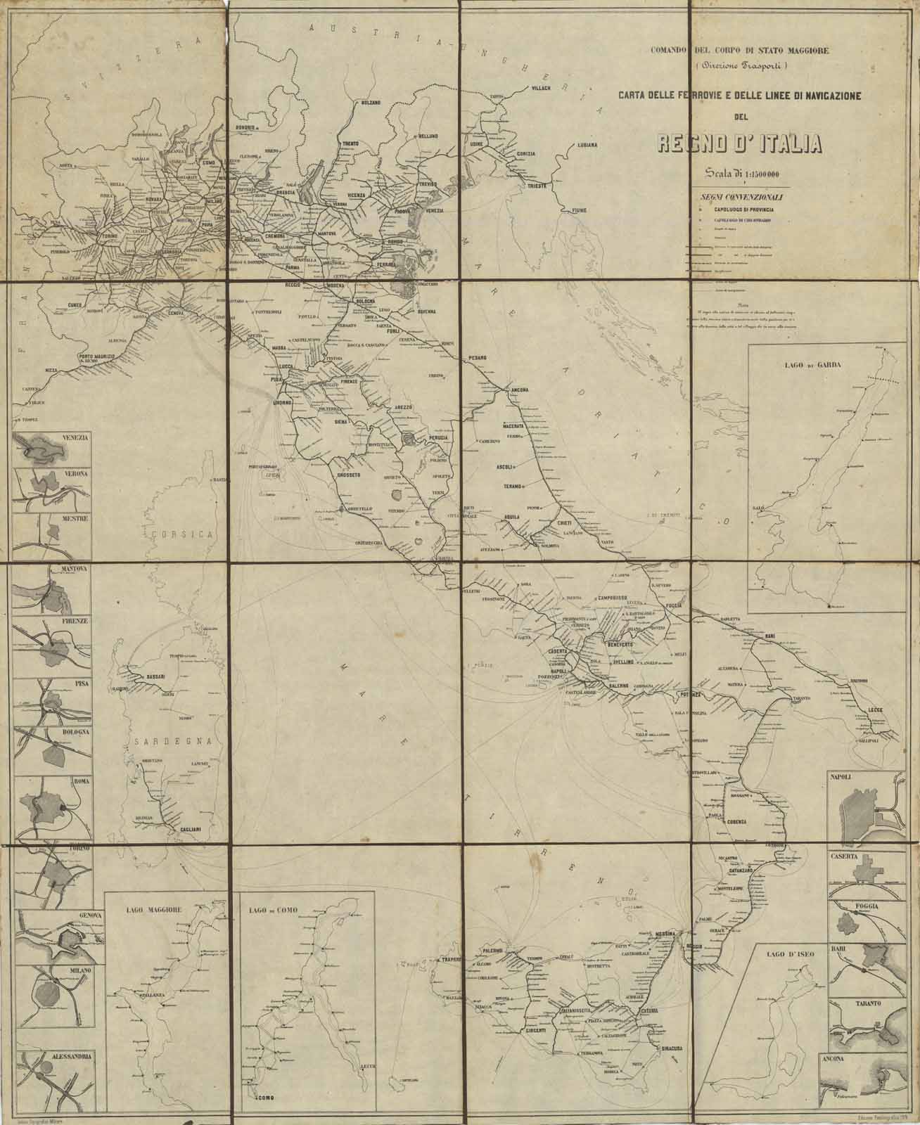 Carta delle Ferrovie e delle linee di navigazione del Regno …