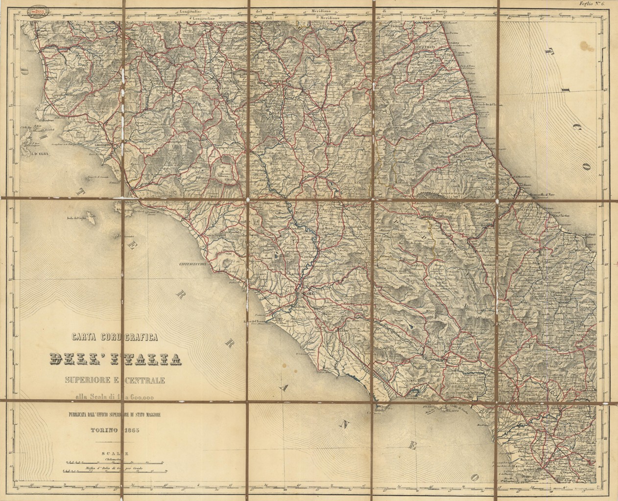 Carta Geografica dell'Italia Superiore e Centrale