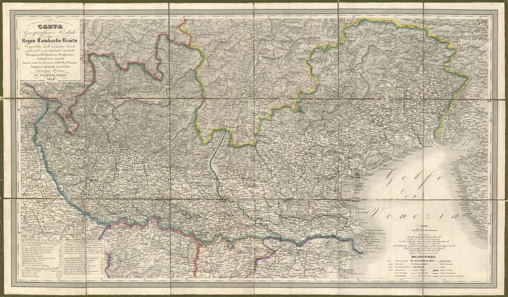 Carta Geografica e Postale del Regno Lombardo-Veneto Compilata sulle migliori …