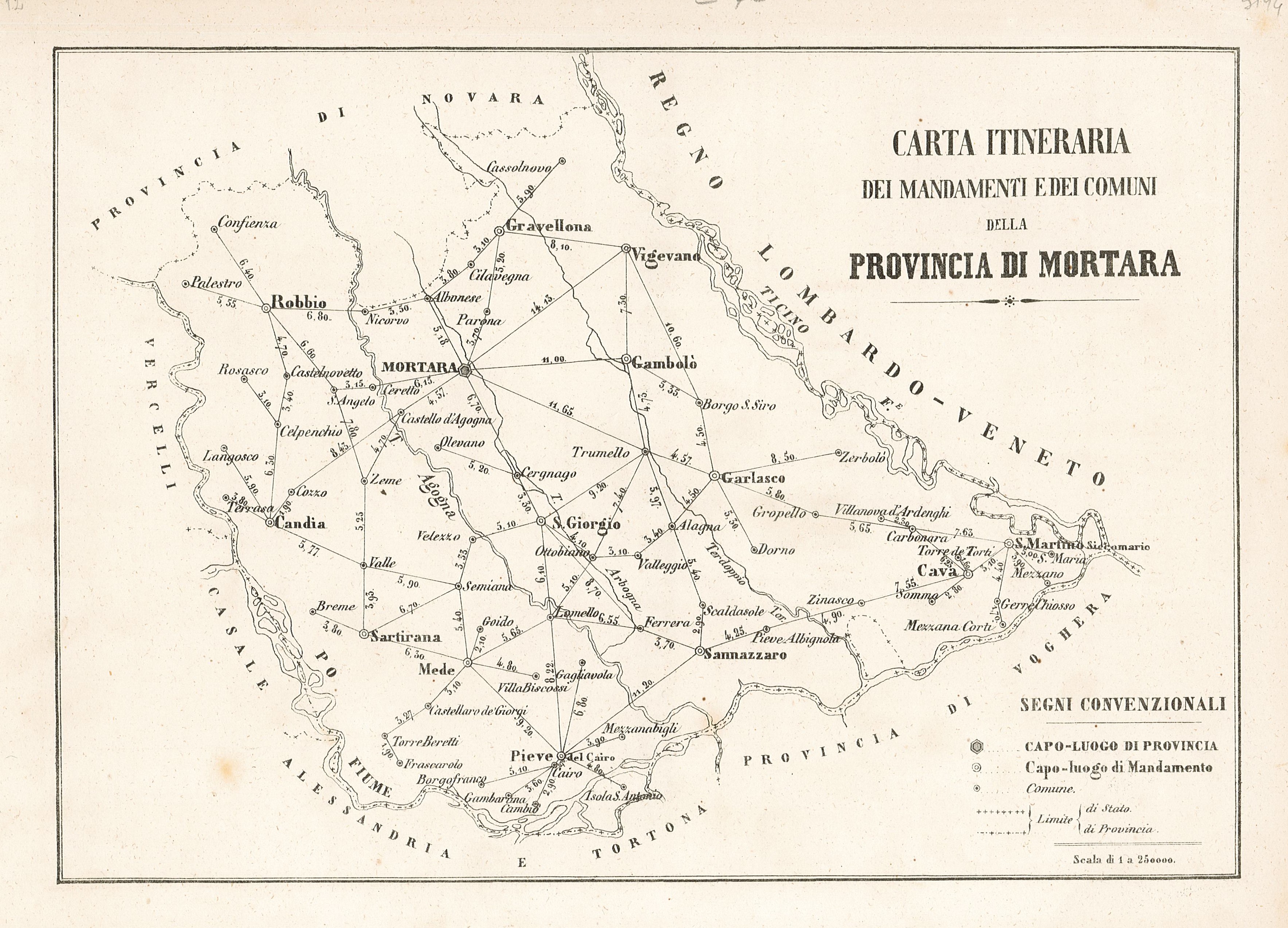 Carta Itineraria . Provincia di Mortara