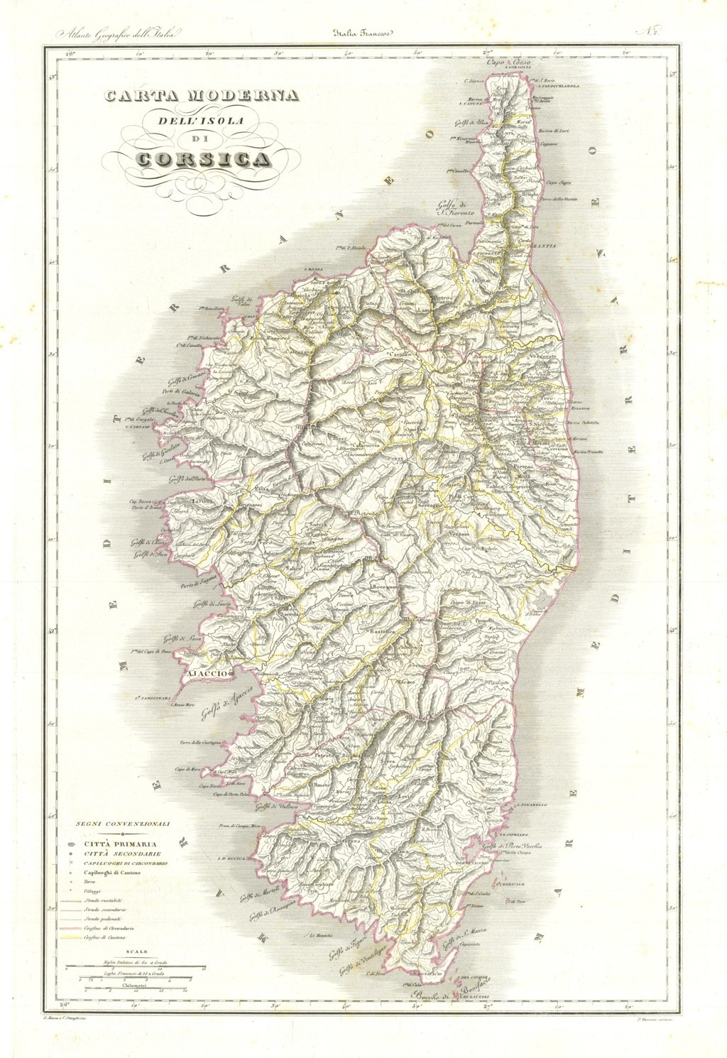 Carta moderna dell'Isola di Corsica