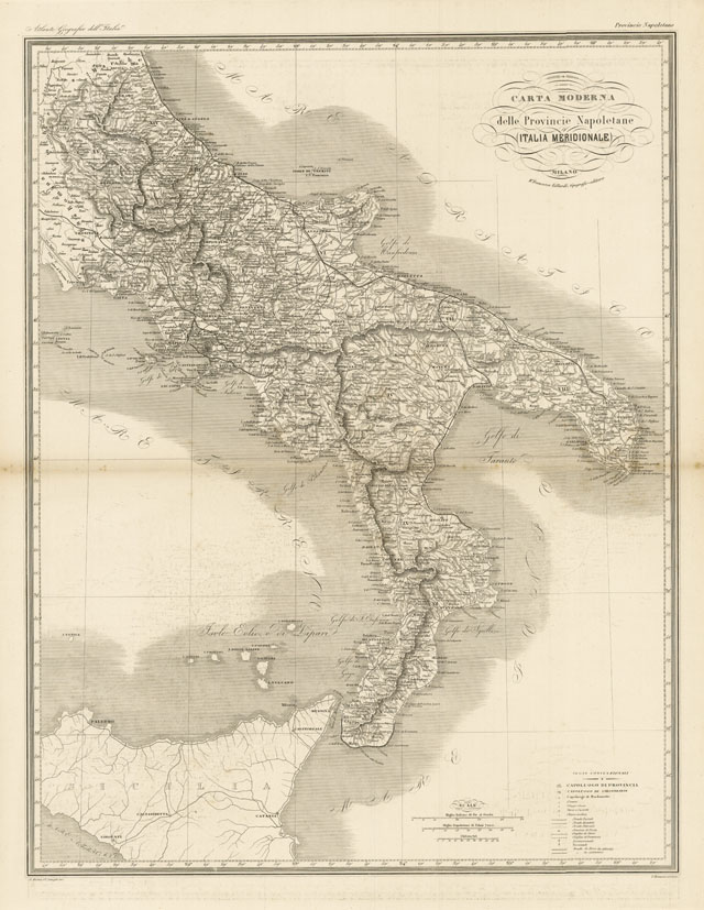 Carta Moderna / delle Provincie Napoletane / (Italia Meridionale)