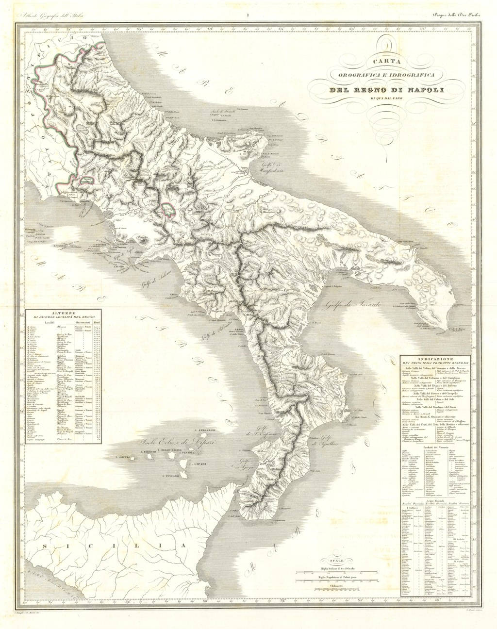 Carta Orografica e Idrografica del Regno di Napoli di quà …
