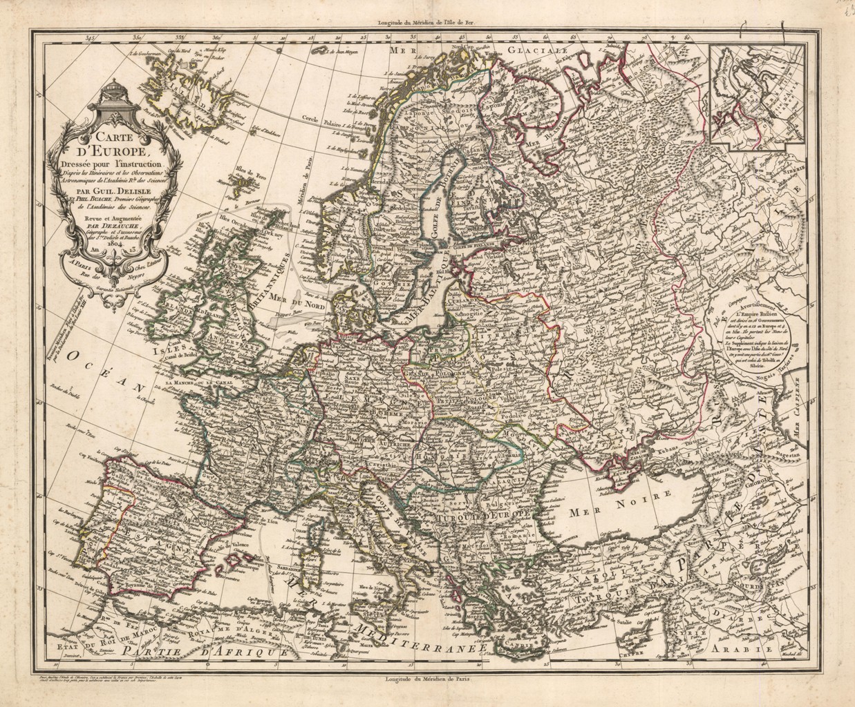 Carte d'Europe dressée pour l'instruction.par Guil. Delisle et Phil. Buache.revue …