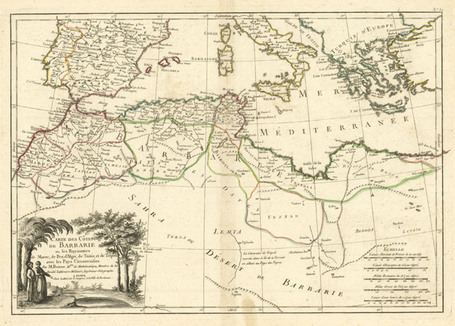 Carte de Cotes de Barbarie ou les Royaumes de maro, …
