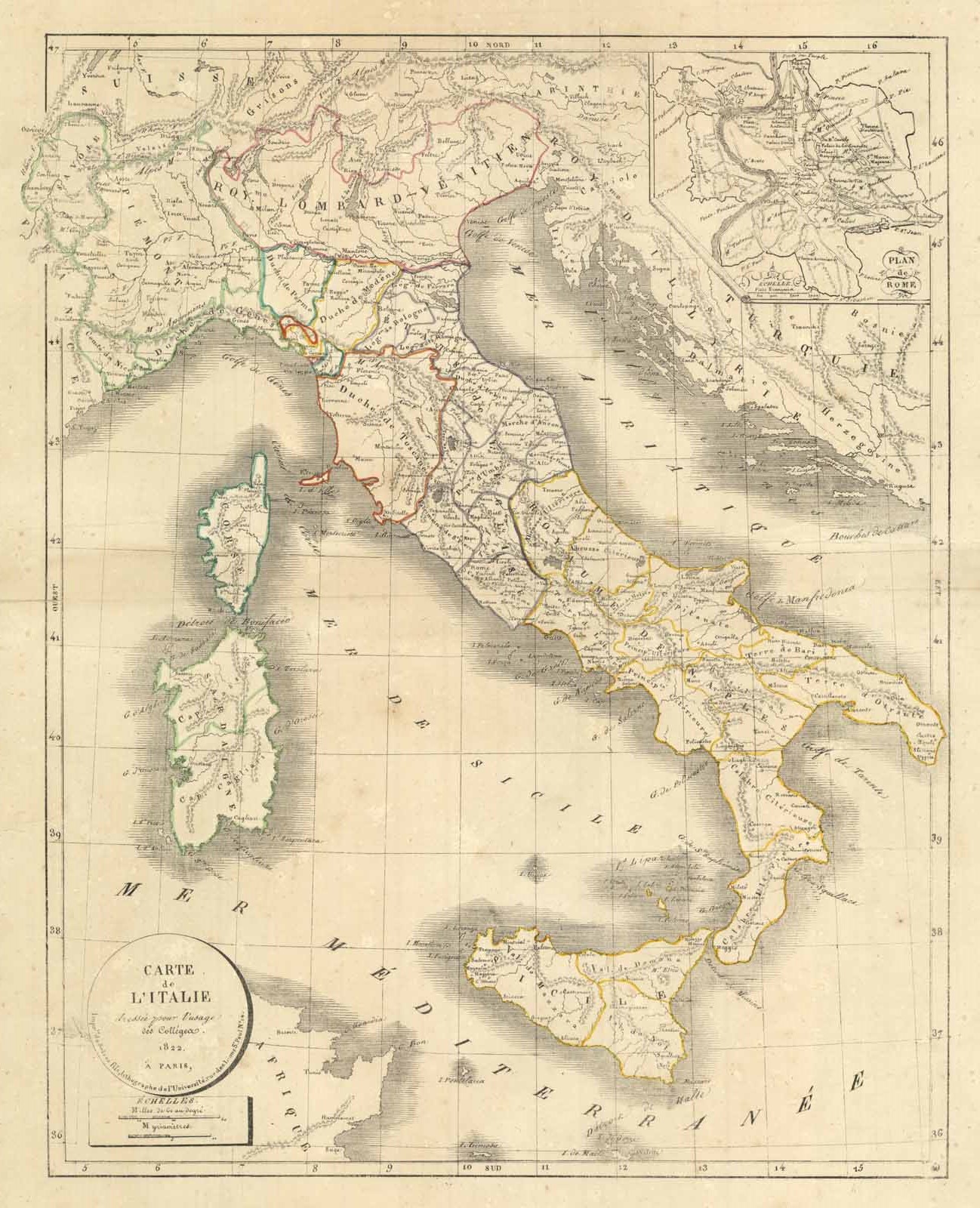 Carte de l’Italie dressée pour l’usage des Collégeau