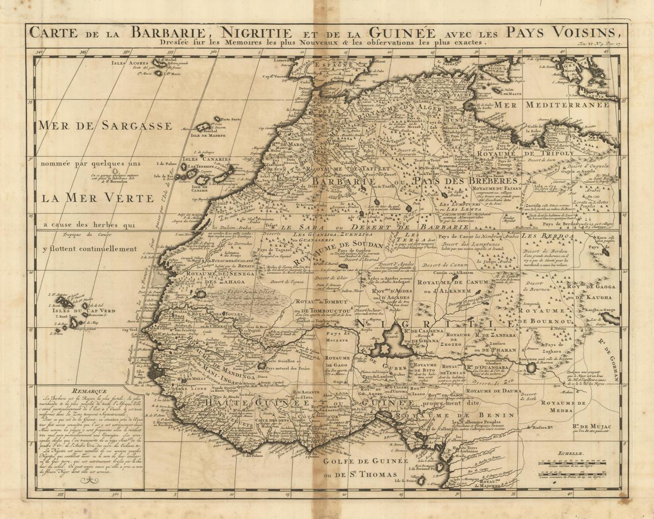 Carte de la Barbarie Nigritie et de la Guinee avec …
