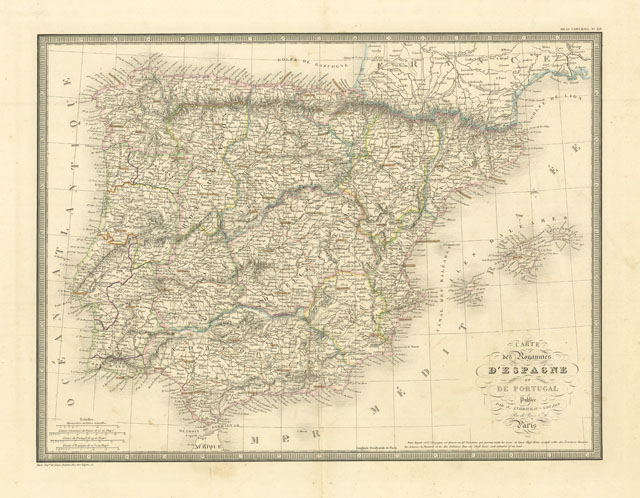 Carte des Royaumes d'Espagne et de Portugal