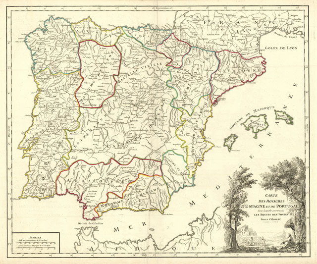 Carte des Royaumes d'Espagne et de Portugal .