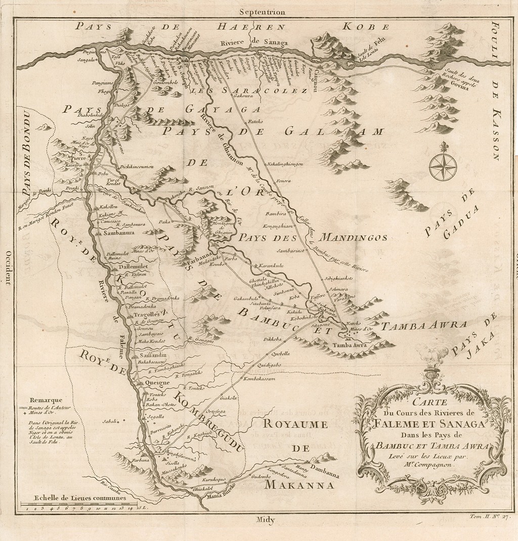 Carte du Cours des Rivières de Falemé, et Sanaga, dans …