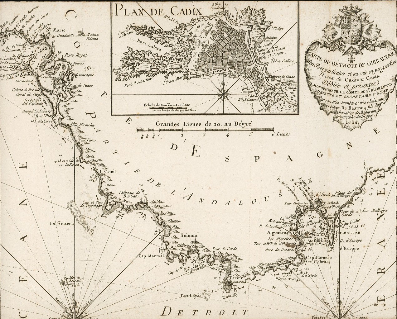 Carte du détroit de Gibraltar . - Plan de Cadix