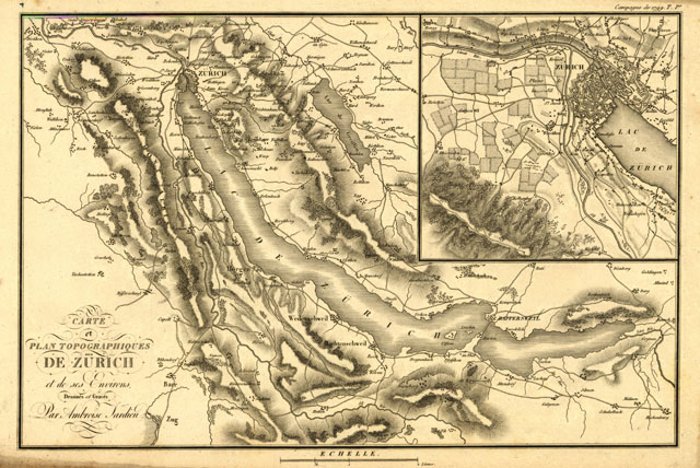 Carte e plan topographiques de Zurich et de ses Environs