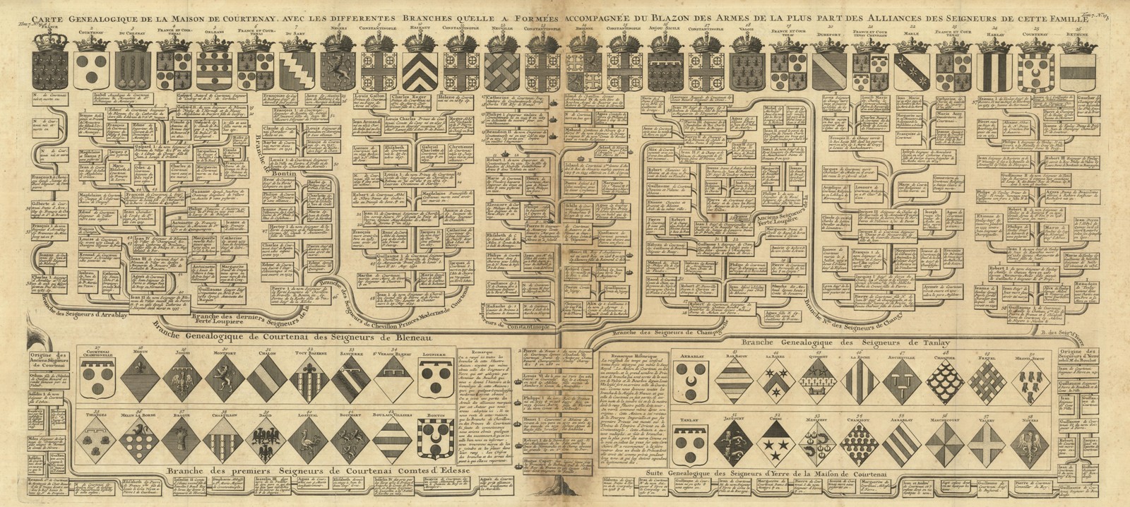 Carte genealogique de la Maison de Courtenay : avec les …
