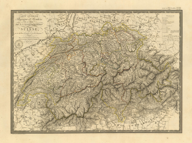 Carte Générale Phisique et Routiere des 22 Cantons de la …