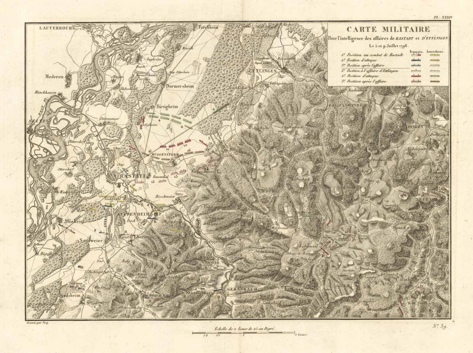 Carte Militaire Pour l'intelligence des affaires de Rastadt et d'Ettlingen …