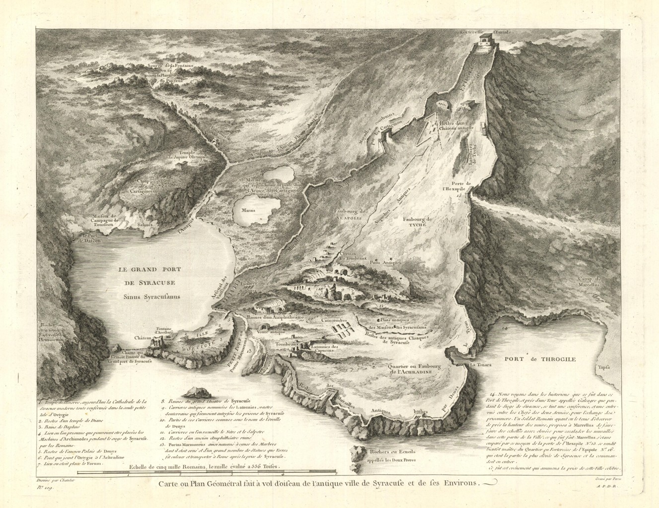 Carte ou Plan Géométral fait a voi d'oiseau de l'antique …