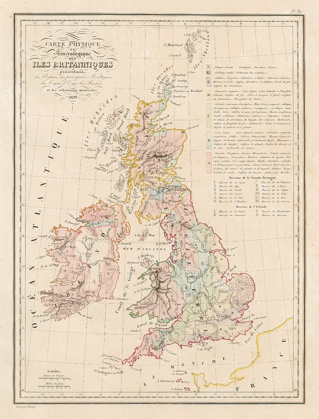 Carte phisique et Minéralogique des Iles Britanniques .