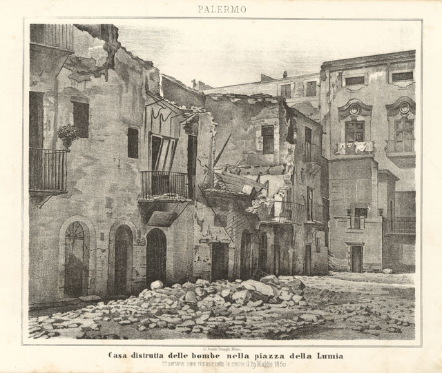 Casa distrutta delle bombe nella piazza della Lumia / 22 …