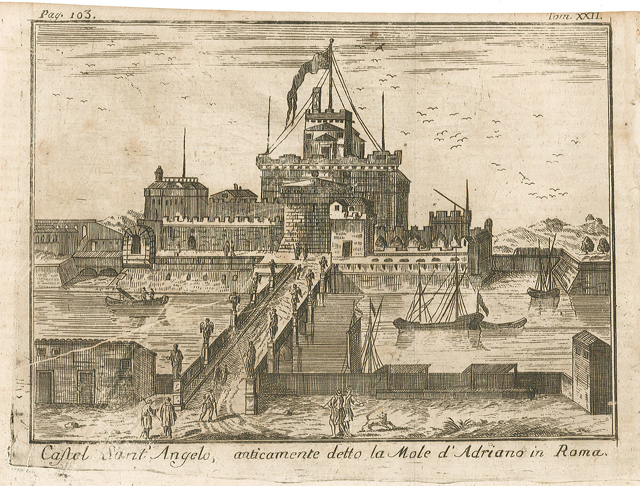 Castel-Sant'Angelo, anticamente detto la Mole d'Adriano in Roma.