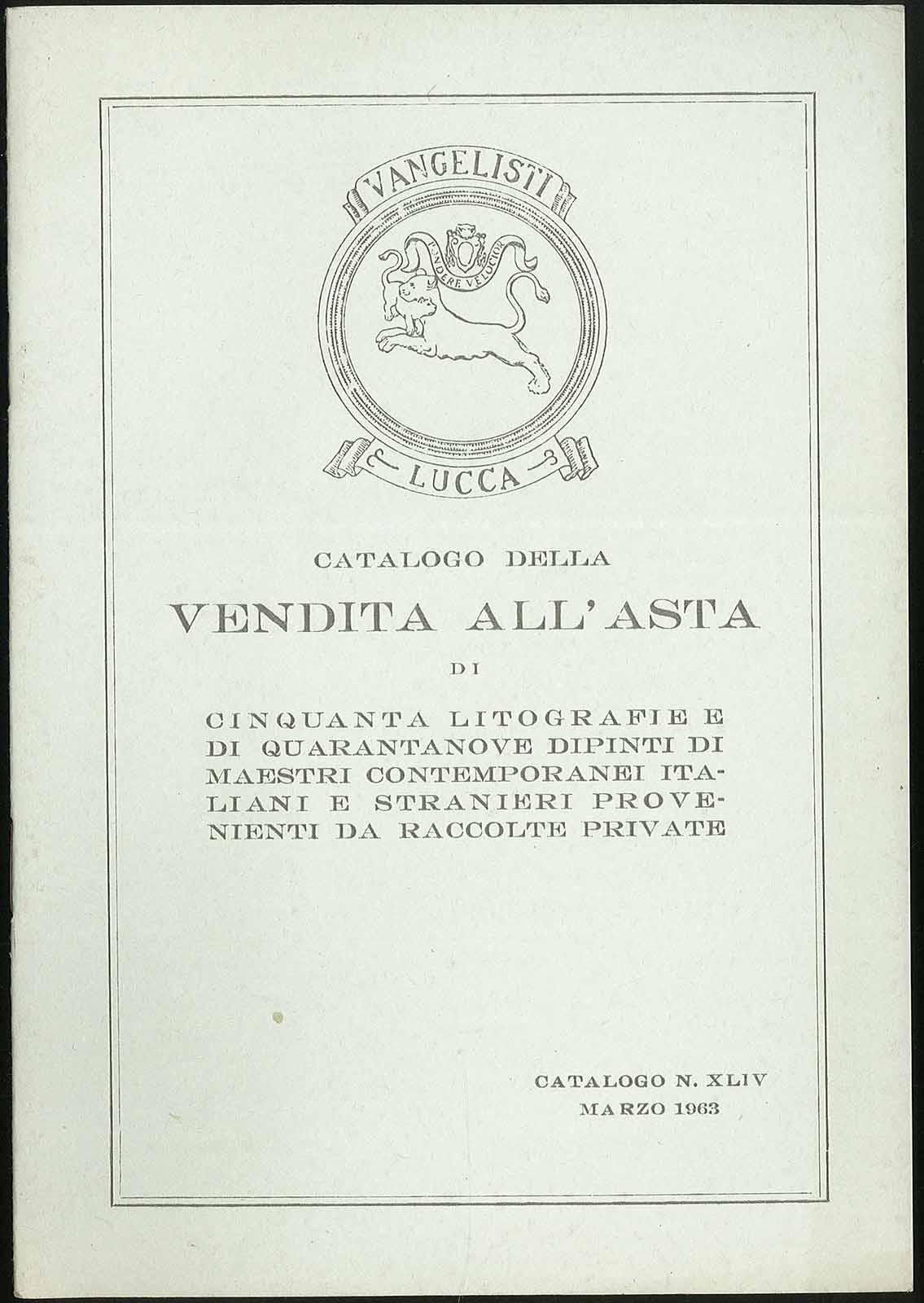 Catalogo della vendita all'asta