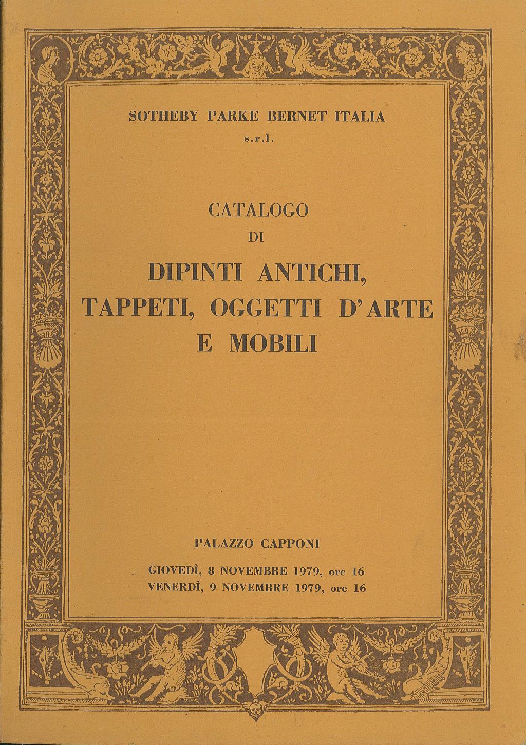 Catalogo di dipinti antichi, tappeti, oggetti d'arte e mobili