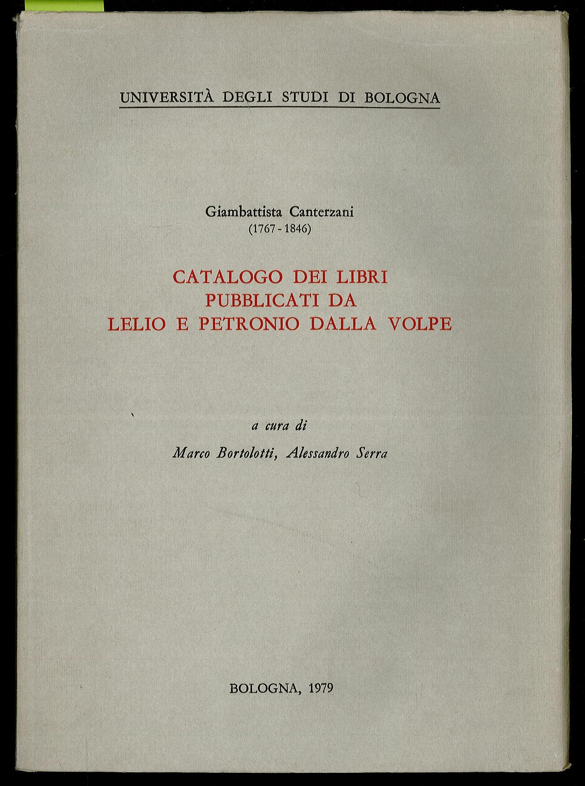 Catalogo libri pubblicati da Lelio e Petronio Dalla Volpe