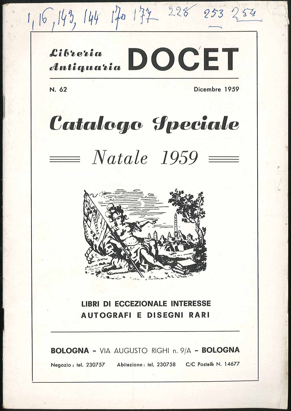 Catalogo Speciale Natale 1959 Libri di eccezionale interesse autografi e …