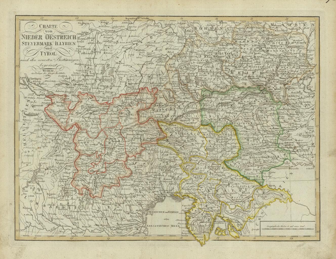 Charte von Nieder Oestreich Steiermark Illyrien und Tyrol