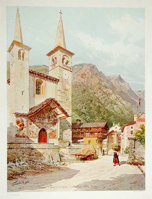 Chiesa e piazza di Riva. (Valdobbia) Alta Sesia
