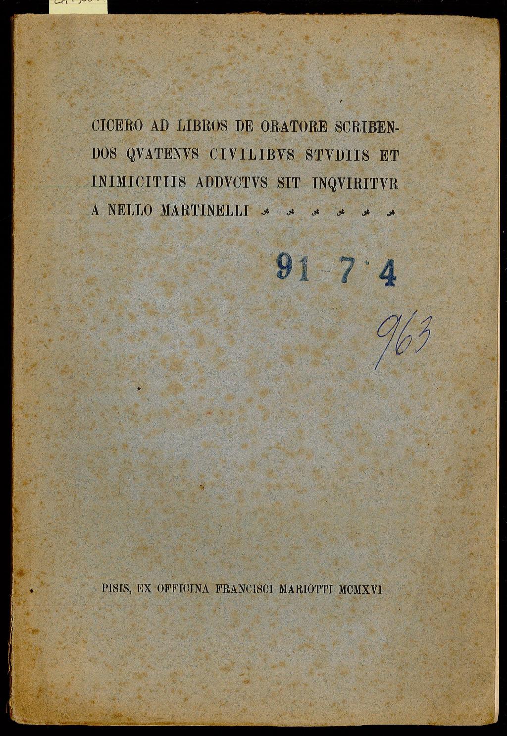 Cicero ad libros De Oratore scriben – dos Quatenus civilibus …