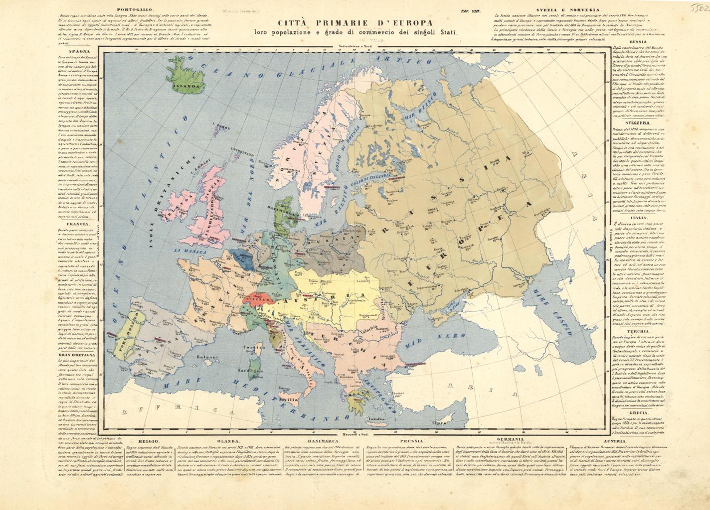 Città primarie d'Europa loro popolazione e grado di commercio dei …
