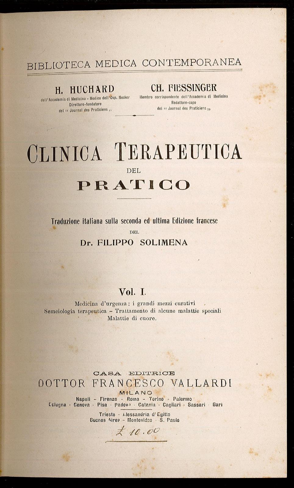 Clinica Terapeutica del pratico - Vol. I