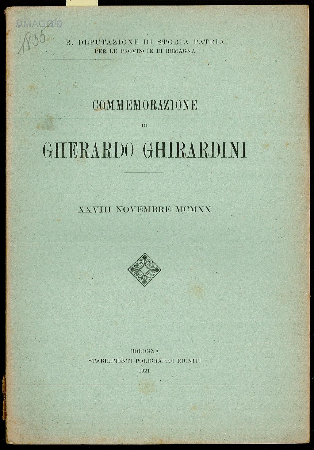 Commemorazione di Gherardo Gherardini