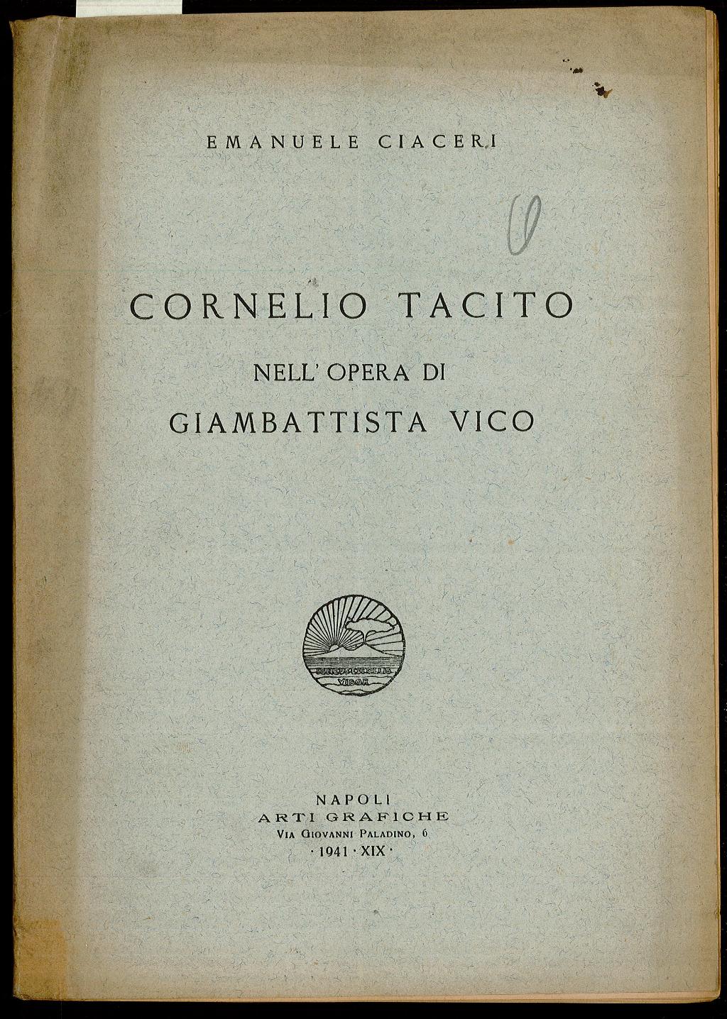 CORNELIO TACITO nell’opera di Giambattista Vico