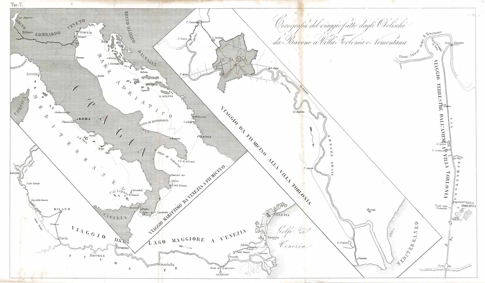 Corografia del viaggio fatto dagli Obelischi da Baveno a Villa …