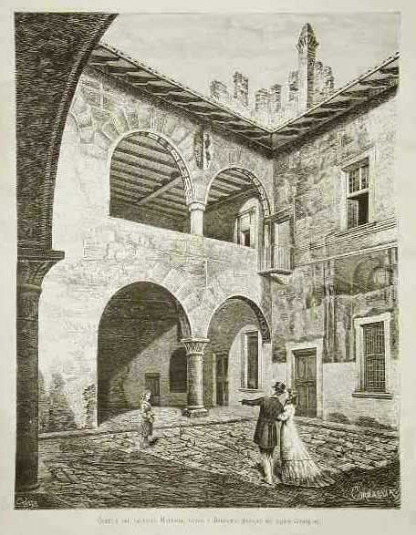 Cortile del castello Malpaga, vicino a Bergamo